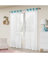 Awesome Home Tabitha Ribbon multi color Tie Top Curtains Pair, 52"×96"