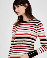 Anne Klein Women's Boat-Neck Striped Sweater