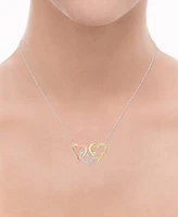 Diamond Heart 18" Statement Necklace (1/4 ct. t.w.) in 14k Tri-Color Gold