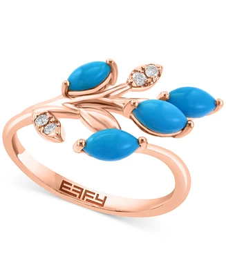 Effy Turquoise & Diamond (1/20 ct. t.w) Branch Statement Ring in 14k Rose Gold