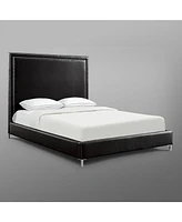 Inspired Home Samuele Pu Leather Nailhead Trim Platform Bed Queen Size