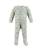 Hudson Baby Baby Boys Thermal Zipper Sleep and Play 2pk, Sage Dinosaur, 0-3 Months