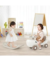 Hongge Convertible Rocking Horse and Sliding Car with Detachable Balance Board-White