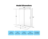 gaomon Shower Door, 56-60" W × 76" H Frameless Sliding Shower Door,Waterproof Glass Shower Door with Stainless Steel Handle and Seal Strip, 5/16"