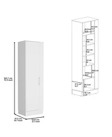 Depot E-shop Fairfield Utility Storage Cabinet with 6-Tier Shelf and Broom Hangers, White