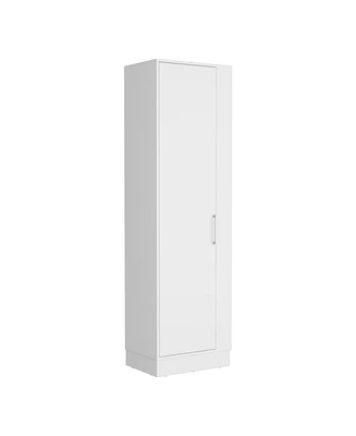 Depot E-shop Fairfield Utility Storage Cabinet with 6-Tier Shelf and Broom Hangers, White