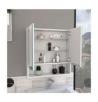 Depot E-shop Tatacoa Mirror Medicine Cabinet, One Open Shelf, Three Interior Shelves