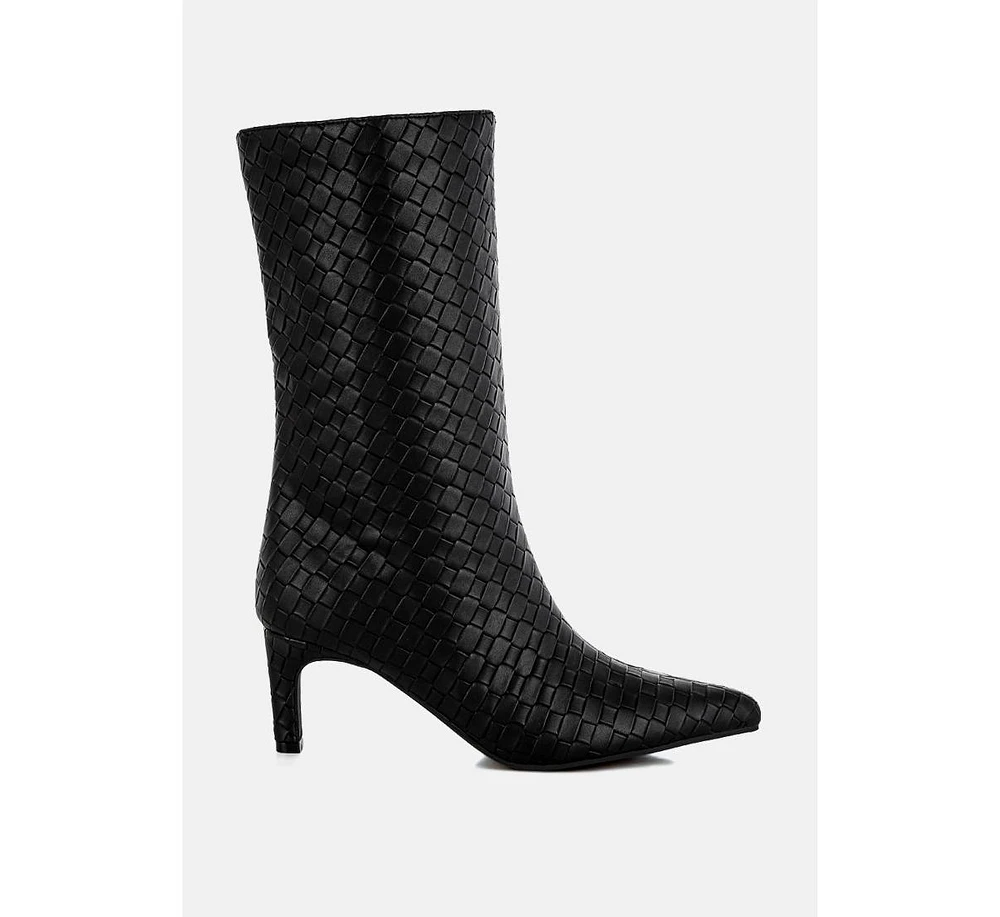 London Rag Mentha Woven Faux Leather Boots