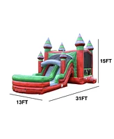 JumpOrange Midnight Commercial Grade Bounce House Water Slide Combo with Pool for Kids and Adults (with Blower), Basketball Hoop, Wet Dry Use, Outdoor