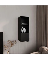 Depot E-Shop Salem Wall Cabinet with 1 Door and 3 Shelves, Black