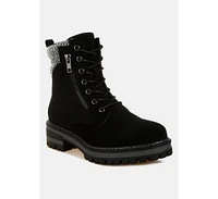 London Rag Mahisha Knitted Collar Zip-Up Hiker Boots