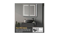 Slickblue Led Bathroom Wall Cabinet with Double Doors – Stylish Mirror Storage Solution in White