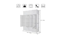 Slickblue 20-Cube Stackable Plastic Organizer Shelves, Multifunctional Modular Closet Cabinet with Hanging Rod in White