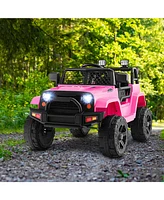 Hongge 12V Kids Ride On Truck with Remote Control and Headlights-Pink