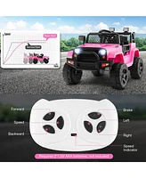 Hongge 12V Kids Ride On Truck with Remote Control and Headlights-Pink