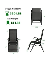 Inolait Outdoor Folding Lounge Chair with 7 Adjustable Backrest and Footrest Positions