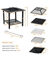 Vebreda 31 Inch Outdoor Fire Pit Dining Table with Cooking Bbq Grate