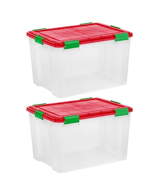 Iris Usa Iris 2pk 74qt Weatherpro Holiday Storage Tote Bin, Red/Green