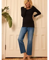 Women's Square Neck Rib Knit Long Sleeve Maternity Tee - Motherhood