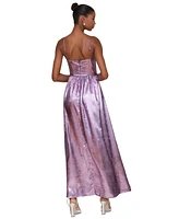 Avec Les Filles Women's Metallic Foiled Sleeveless Maxi