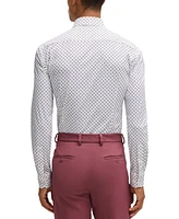 Boss by Hugo Men's Geometric-Print Slim-Fit Dress Shirt