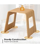 Sugift 4-Pack Stackable Bamboo Stool with Anti-skid Foot Pads