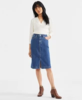 Style & Co Women's Denim Midi Skirt, Exclusively at Macy's