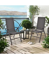 Sugift 2 Pieces Patio Folding Dining Chairs Aluminium Adjustable Back