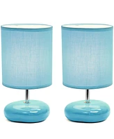 Creekwood Home 10.24" Traditional Mini Round Rock Table Lamp 2 Pack Set