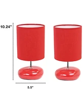 Creekwood Home 10.24" Traditional Mini Round Rock Table Lamp 2 Pack Set