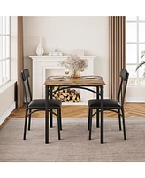 gaomon Dining Table Set, Kitchen Table and Chairs for 2, with 2 Upholstered Chairs, 3 Piece Dining Table Set,Brown