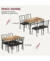 gaomon Dining Table Set for 4, Kitchen Table and Chairs, Dining Room Table Set with 4 Upholstered Chairs,Kitchen Table Set,Brown