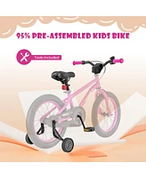 Hongge 16-Inch Kids Bike for 4-7 Years Old Adjustable with Removable Training Wheels