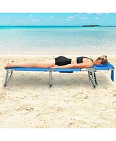 Inolait Folding Beach Lounge Chair with Pillow for Outdoor