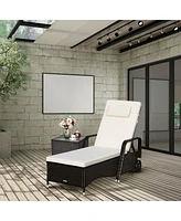 Inolait Outdoor Recliner Cushioned Chaise Lounge with Adjustable Backrest