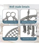 Vebreda 2 Person Hanging Hammock Chair with Cushion Macrame Swing