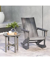 Vebreda 18 Inch Adirondack Round Side Table with Cross Base and Slatted Surface