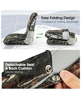Vebreda Low Back Folding Padded Boat Seat with 4 Bolts for Outdoor Adventures-Camouflage