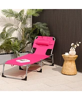Inolait Folding Beach Lounge Chair with Pillow for Outdoor