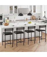 gaomon Bar Stools Set of 4, Upholstered Bar Chairs with Back, 25.5 Inches Kitchen Bar Stools with Footrest, Grey