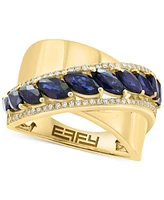 Effy Blue Sapphire (1-3/4 ct. t.w.) & Diamond (1/5 ct. t.w.) Statement Ring in 14k Yellow Gold