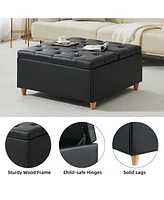 gaomon Ottoman Coffee Table with Lift Top, Sherpa Fabric Tufted Upholstered Ottoman with Storage