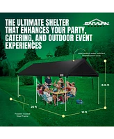 Caravan Canopy Domain 10 x 20 Foot Straight Leg Instant Canopy Tent Set, Black