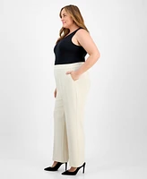 Ak Anne Klein Plus Mid-Rise Pull-On Wide-Leg Pants