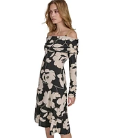 Halston Women's Floral Off-The-Shoulder Chain-Strap Dress