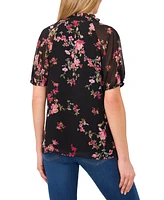 CeCe Women's Puff-Sleeve Floral Blouse