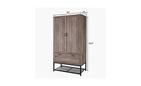 Slickblue Fch Mdf & Particleboard Triamine Veneer 2 Doors 1 Pump Wooden Wardrobe Grey