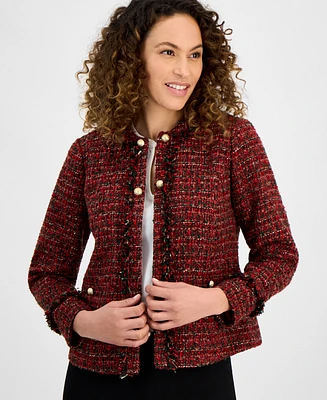 Anne Klein Petite Tweed Open-Front Jacket