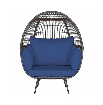 Inolait Oversized Patio Rattan Egg Lounge Chair with 4 Cushions