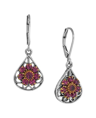 2028 Crystal Flower Filigree Fan Earrings